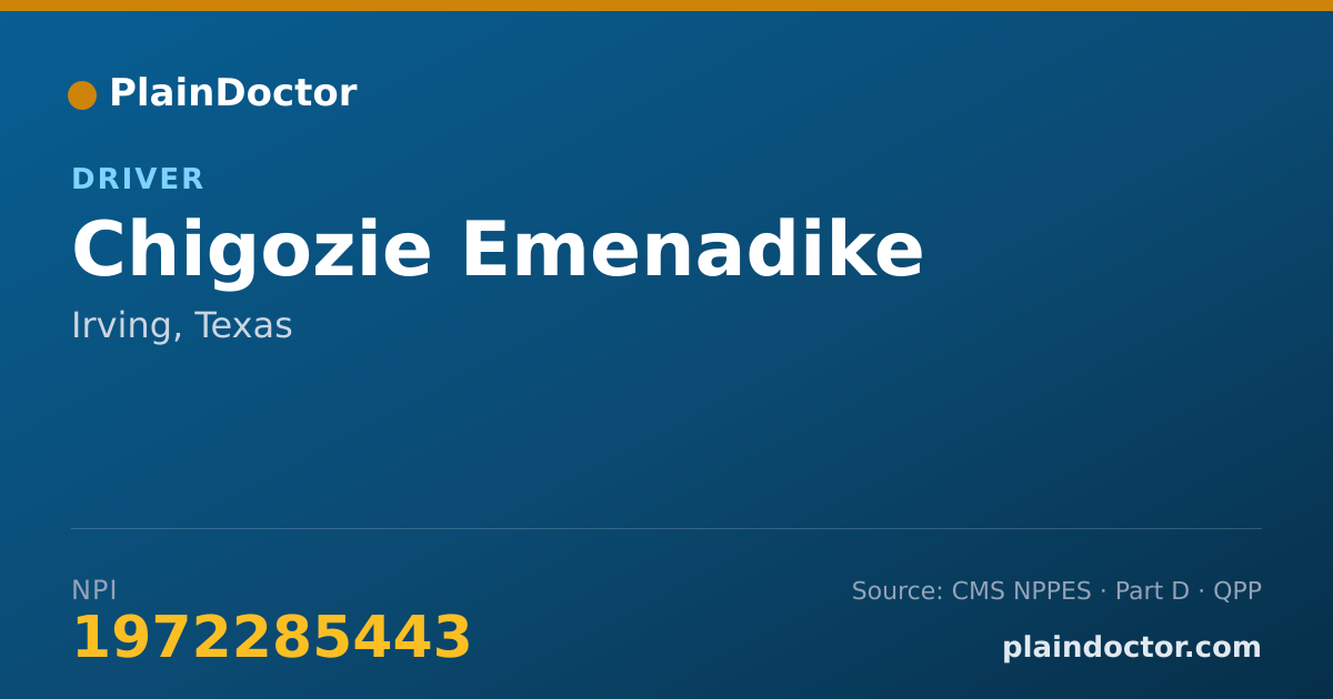 Shareable card for Chigozie Emenadike - Driver, Irving, TX