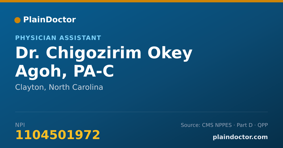 Shareable card for Chigozirim Okey Agoh, PA-C - Physician Assistant, Clayton, NC
