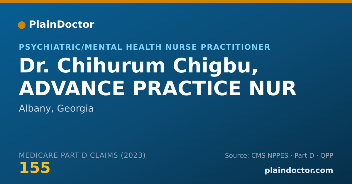 Shareable card for Chihurum Chigbu, ADVANCE PRACTICE NUR - Psychiatric/Mental Health Nurse Practitioner, Albany, GA