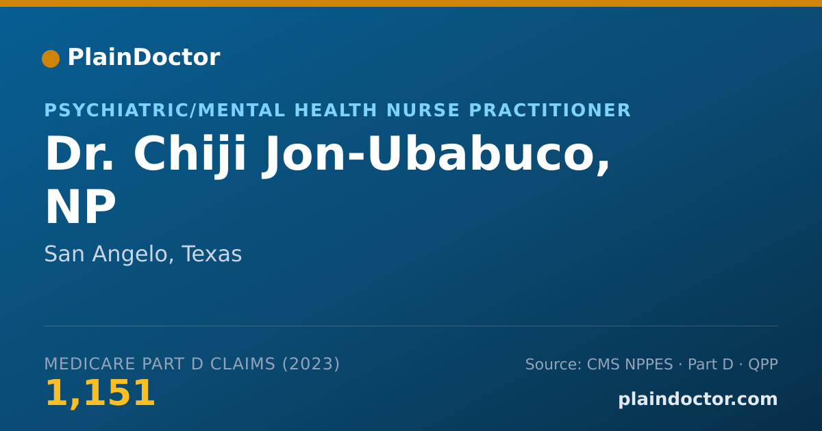 Shareable card for Chiji Jon-Ubabuco, NP - Psychiatric/Mental Health Nurse Practitioner, San Angelo, TX