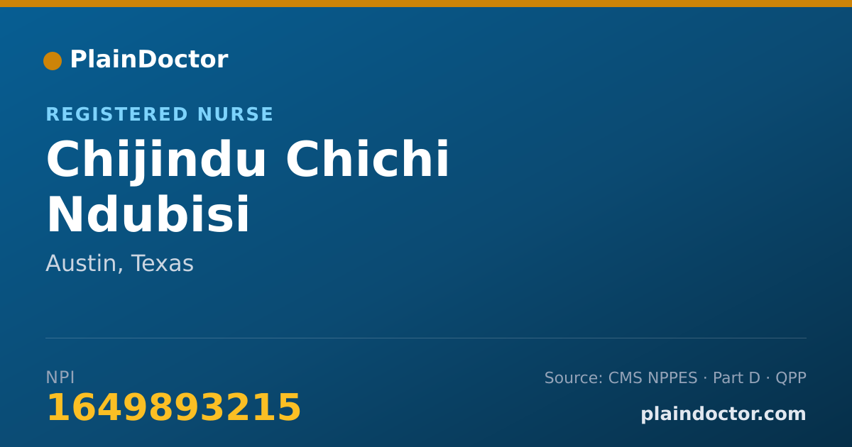 Shareable card for Chijindu Chichi Ndubisi - Registered Nurse, Austin, TX