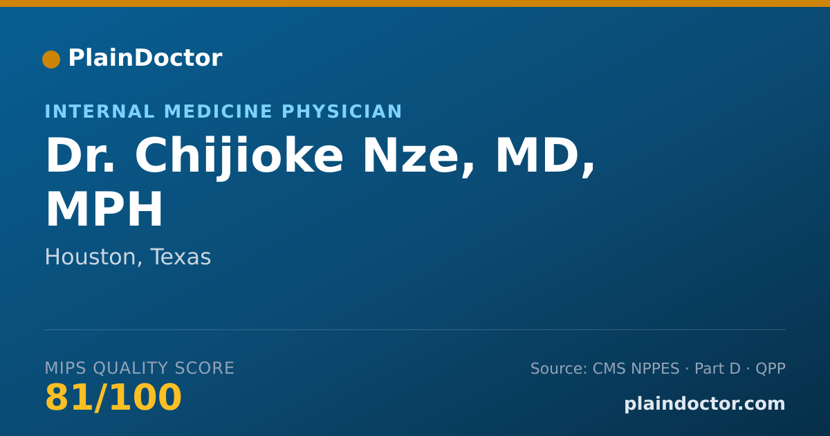 Shareable card for Chijioke Nze, MD, MPH - Internal Medicine Physician, Houston, TX