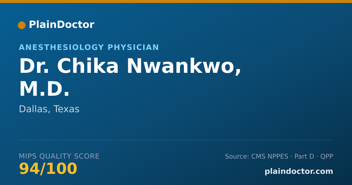 Shareable card for Chika Nwankwo, M.D. - Anesthesiology Physician, Dallas, TX