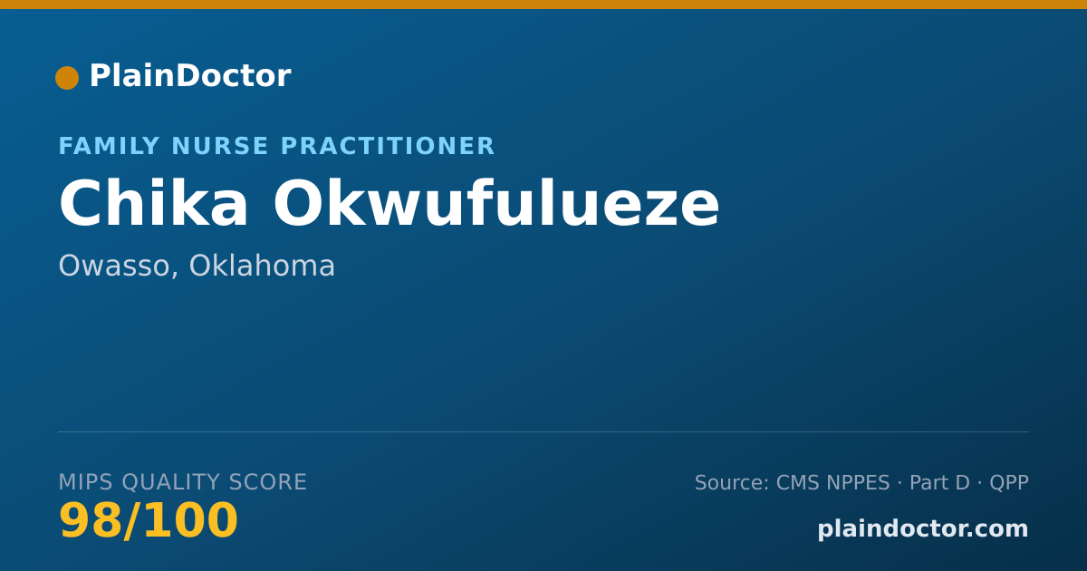 Shareable card for Chika Okwufulueze - Family Nurse Practitioner, Owasso, OK