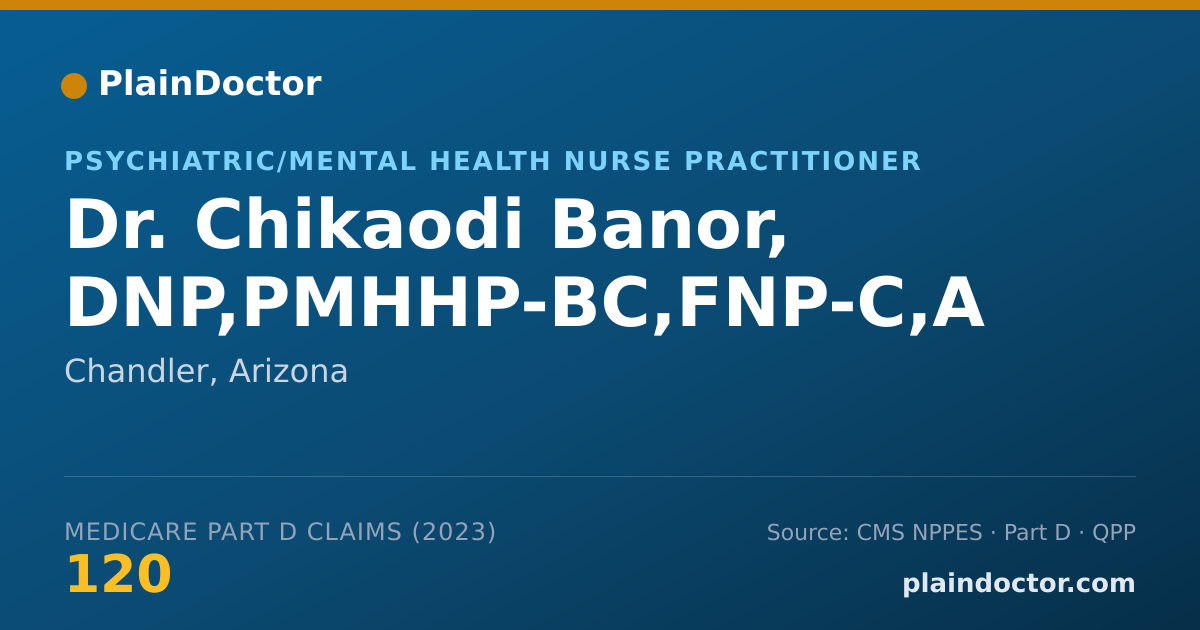 Shareable card for Chikaodi Banor, DNP,PMHHP-BC,FNP-C,A - Psychiatric/Mental Health Nurse Practitioner, Chandler, AZ