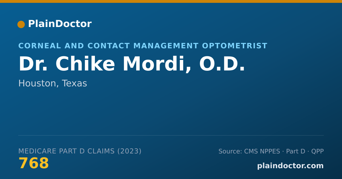 Shareable card for Chike Mordi, O.D. - Corneal and Contact Management Optometrist, Houston, TX