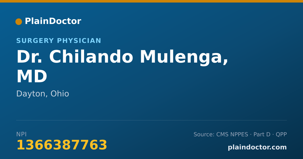 Shareable card for Chilando Mulenga, MD - Surgery Physician, Dayton, OH