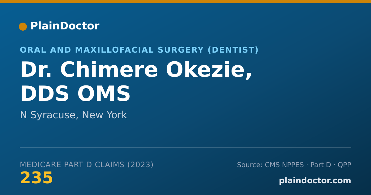 Shareable card for Chimere Okezie, DDS OMS - Oral and Maxillofacial Surgery (Dentist), N Syracuse, NY