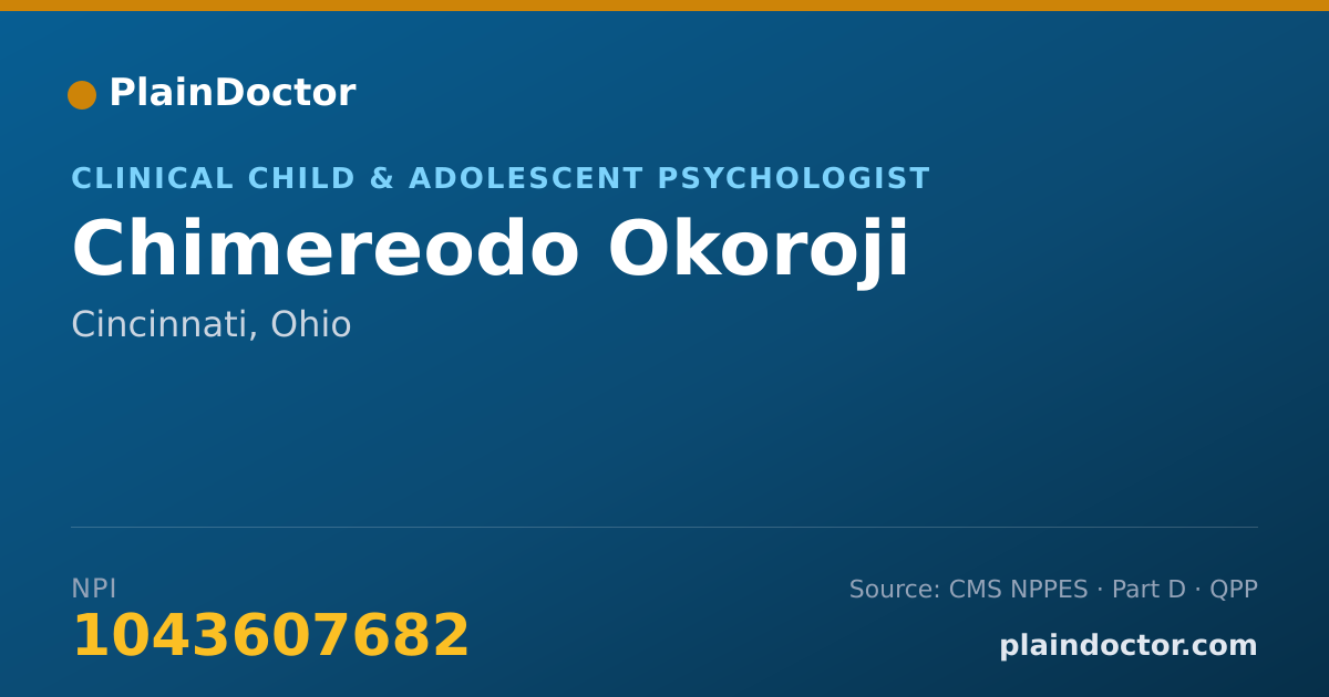 Shareable card for Chimereodo Okoroji - Clinical Child & Adolescent Psychologist, Cincinnati, OH