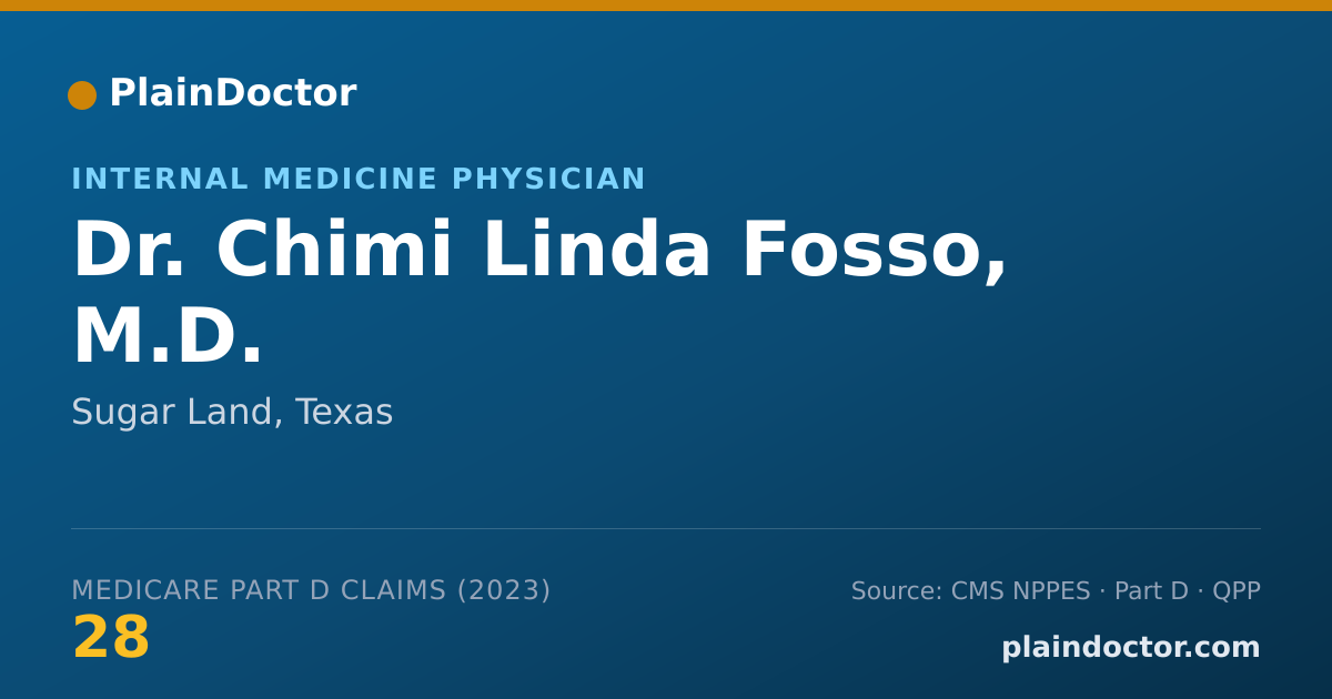 Shareable card for Chimi Linda Fosso, M.D. - Internal Medicine Physician, Sugar Land, TX