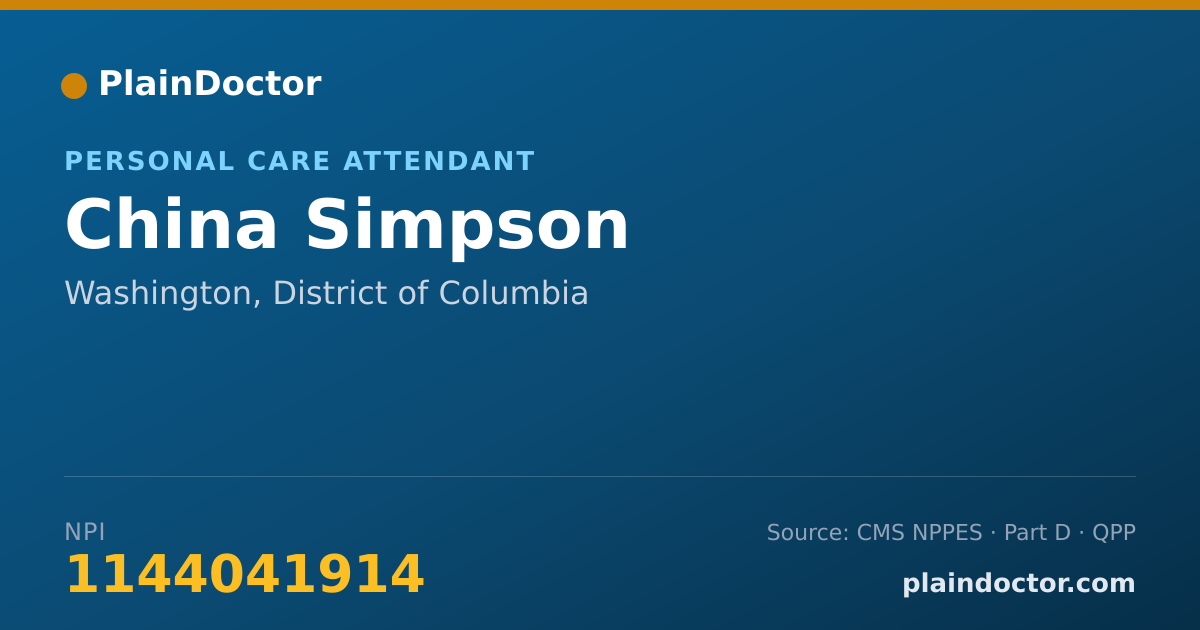 Shareable card for China Simpson - Personal Care Attendant, Washington, DC