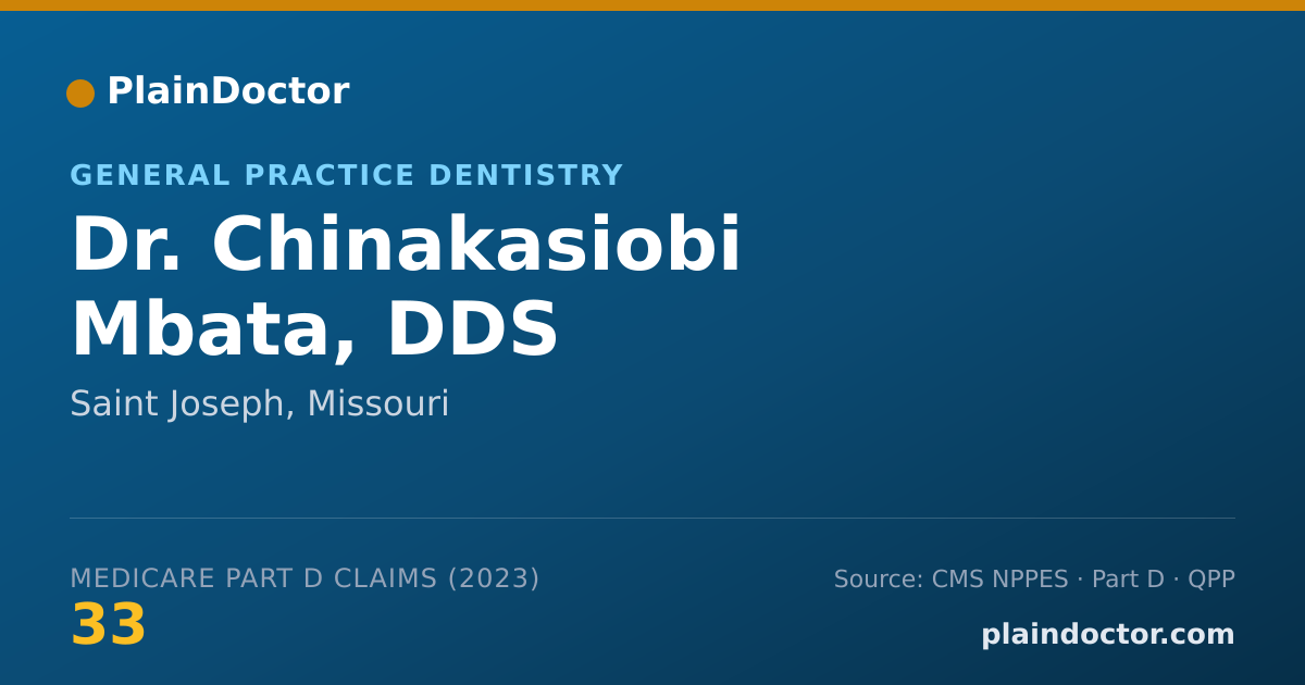 Shareable card for Chinakasiobi Mbata, DDS - General Practice Dentistry, Saint Joseph, MO