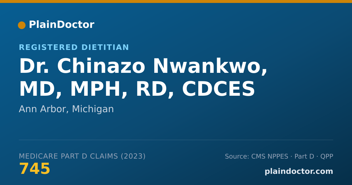Shareable card for Chinazo Nwankwo, MD, MPH, RD, CDCES - Registered Dietitian, Ann Arbor, MI