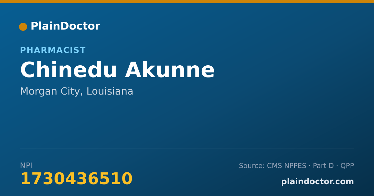 Shareable card for Chinedu Akunne - Pharmacist, Morgan City, LA