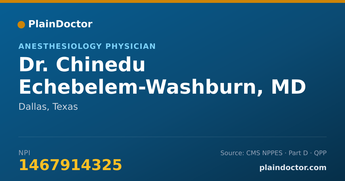 Shareable card for Chinedu Echebelem-Washburn, MD - Anesthesiology Physician, Dallas, TX