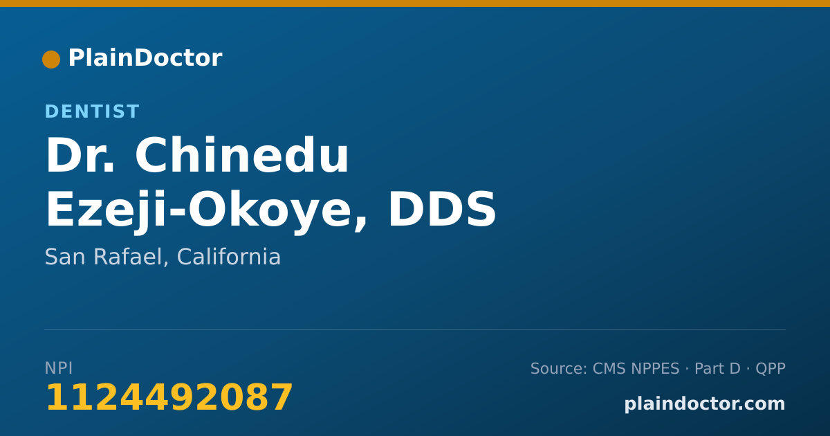 Shareable card for Chinedu Ezeji-Okoye, DDS - Dentist, San Rafael, CA