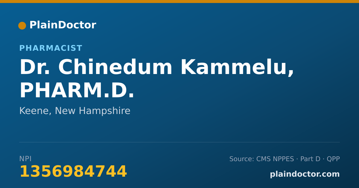 Shareable card for Chinedum Kammelu, PHARM.D. - Pharmacist, Keene, NH