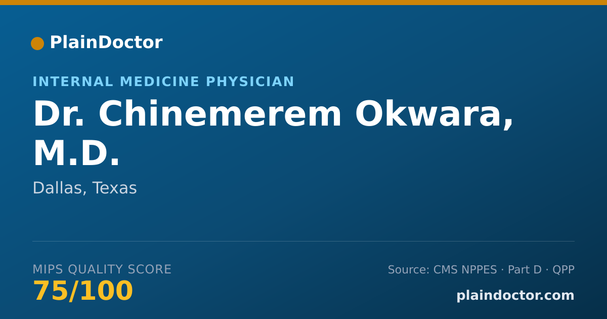 Shareable card for Chinemerem Okwara, M.D. - Internal Medicine Physician, Dallas, TX