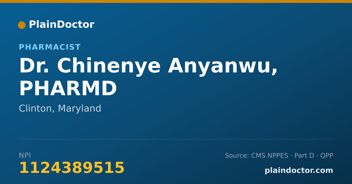 Shareable card for Chinenye Anyanwu, PHARMD - Pharmacist, Clinton, MD