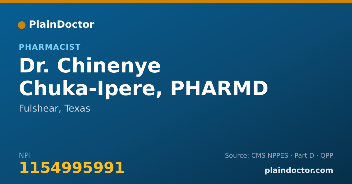 Shareable card for Chinenye Chuka-Ipere, PHARMD - Pharmacist, Fulshear, TX