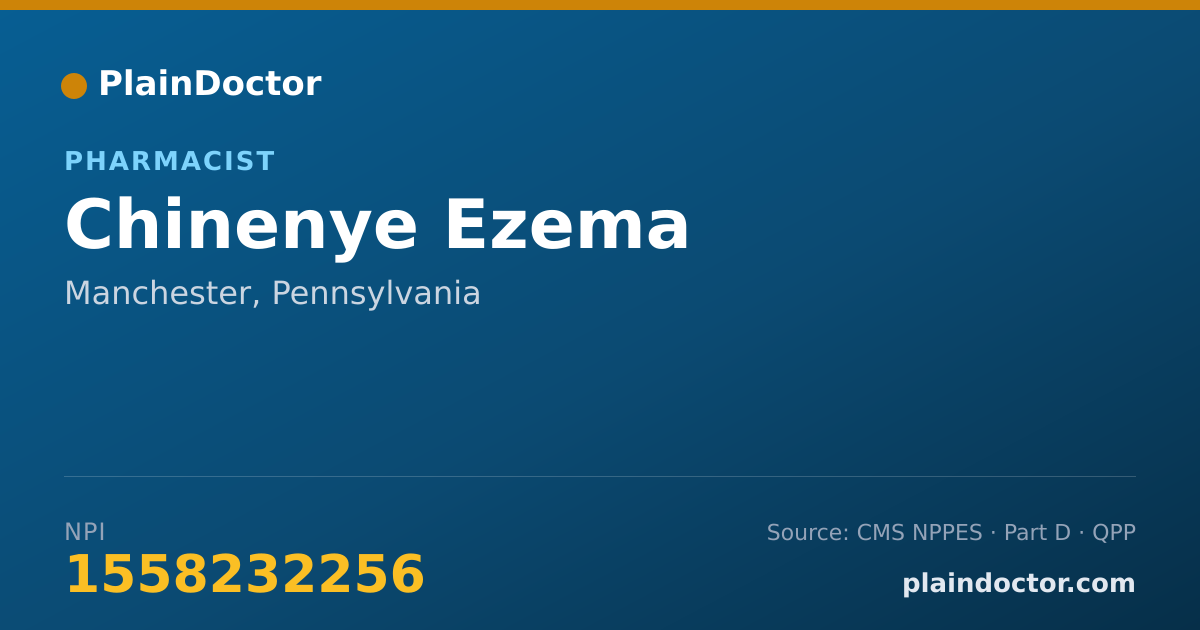Shareable card for Chinenye Ezema - Pharmacist, Manchester, PA