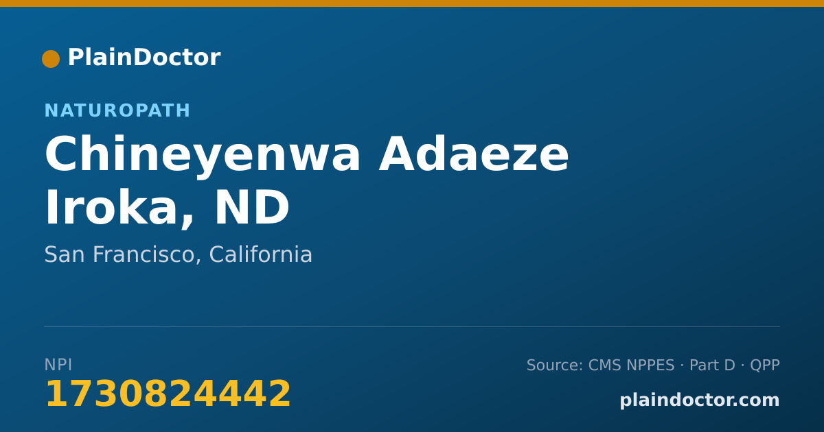 Shareable card for Chineyenwa Adaeze Iroka, ND - Naturopath, San Francisco, CA