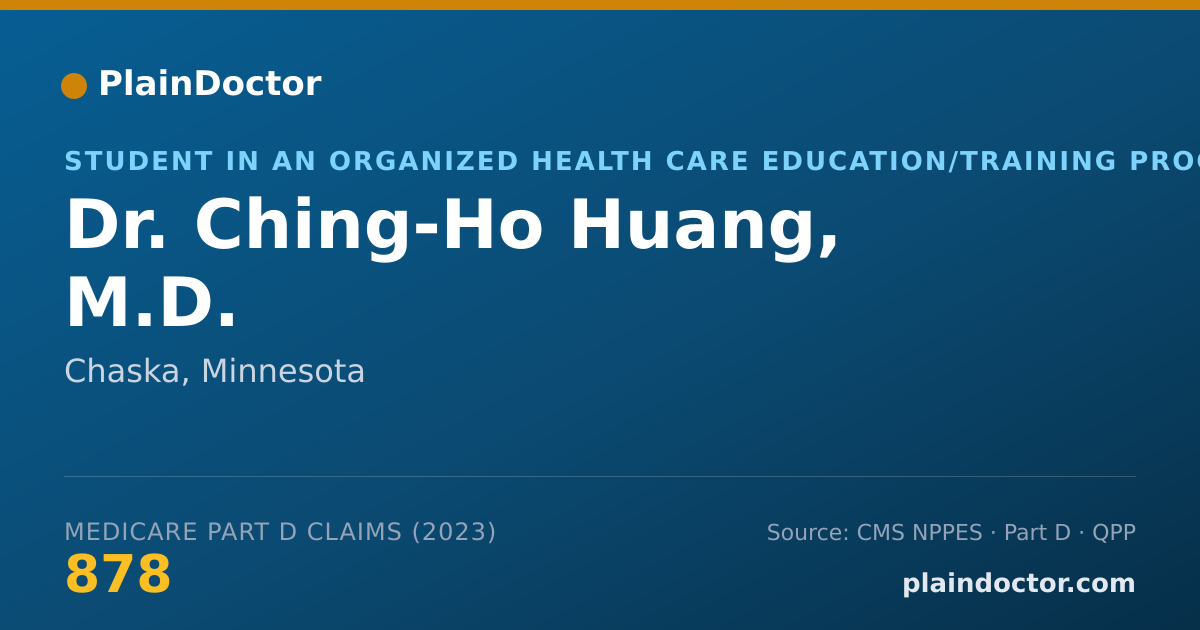 Shareable card for Ching-Ho Huang, M.D. - Student in an Organized Health Care Education/Training Program, Chaska, MN
