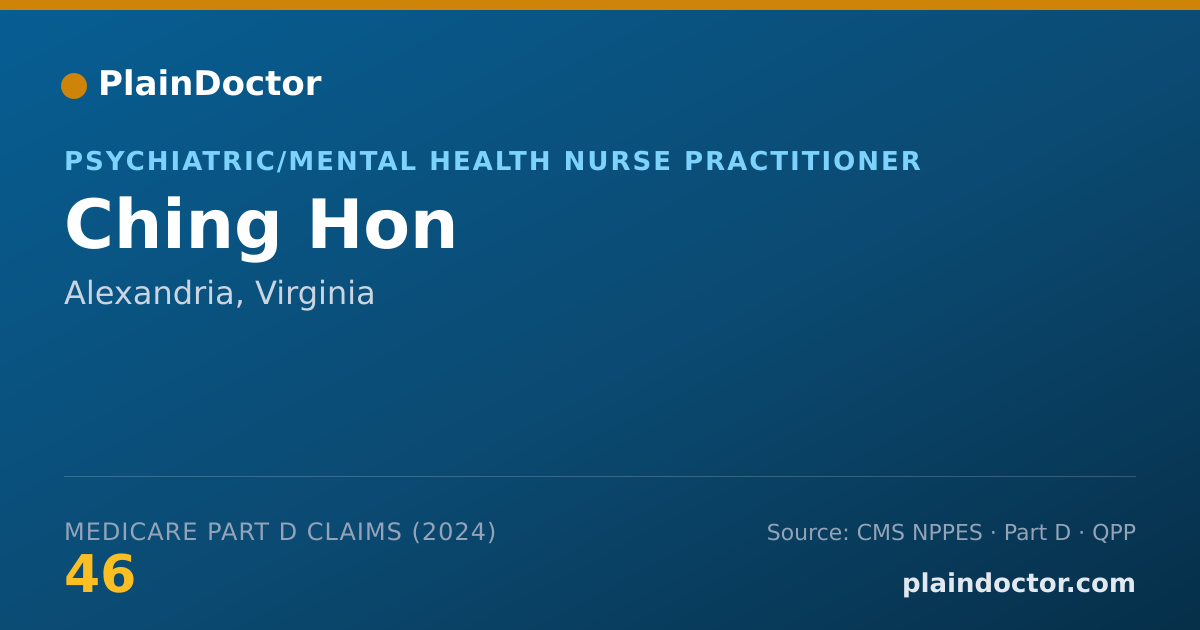 Shareable card for Ching Hon - Psychiatric/Mental Health Nurse Practitioner, Alexandria, VA