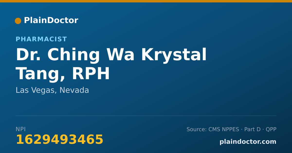 Shareable card for Ching Wa Krystal Tang, RPH - Pharmacist, Las Vegas, NV