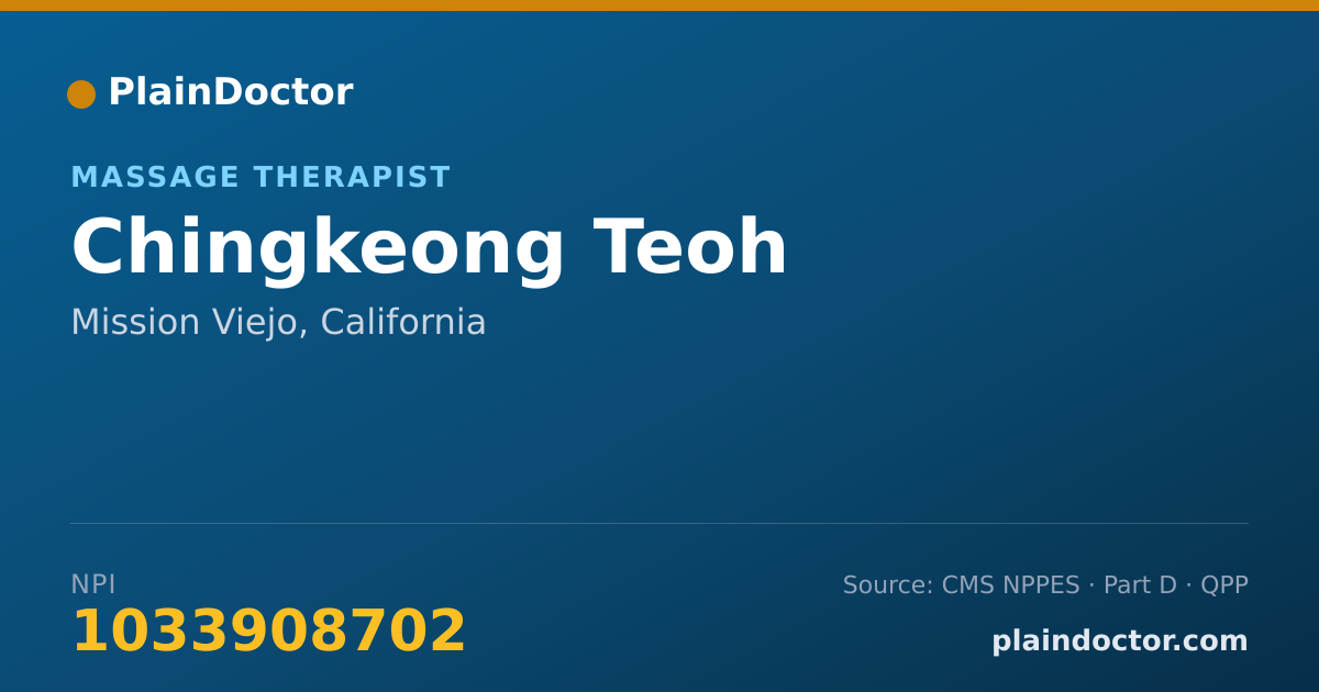 Shareable card for Chingkeong Teoh - Massage Therapist, Mission Viejo, CA