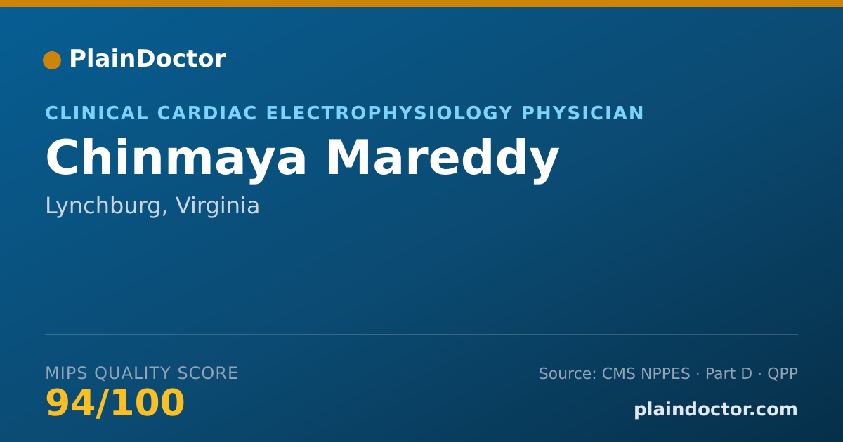 Shareable card for Chinmaya Mareddy - Clinical Cardiac Electrophysiology Physician, Lynchburg, VA