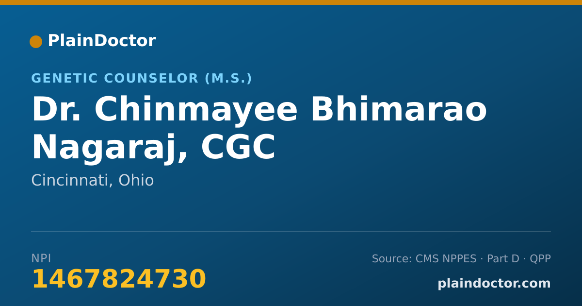 Shareable card for Chinmayee Bhimarao Nagaraj, CGC - Genetic Counselor (M.S.), Cincinnati, OH