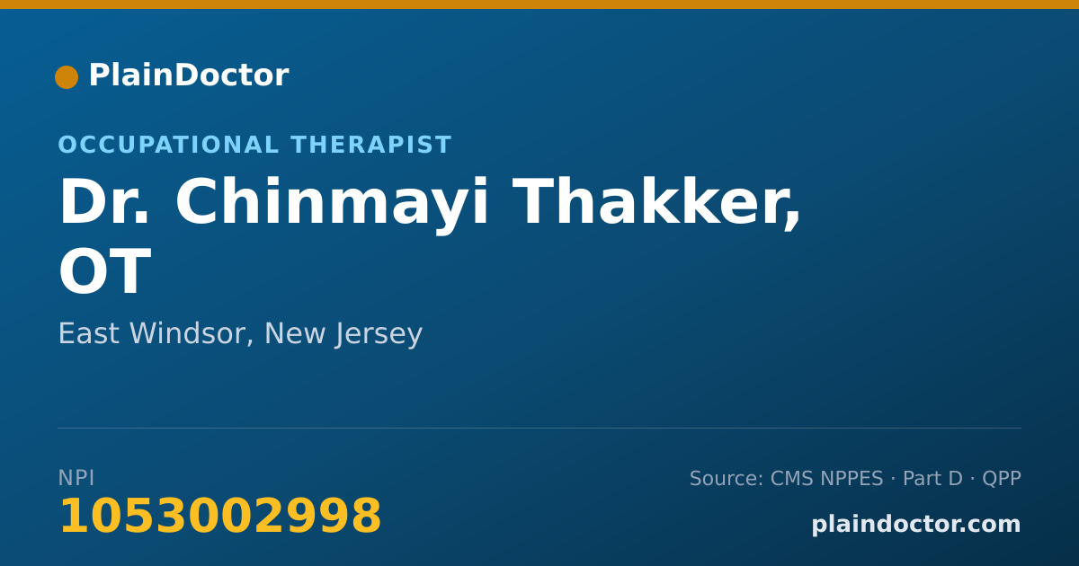 Shareable card for Chinmayi Thakker, OT - Occupational Therapist, East Windsor, NJ