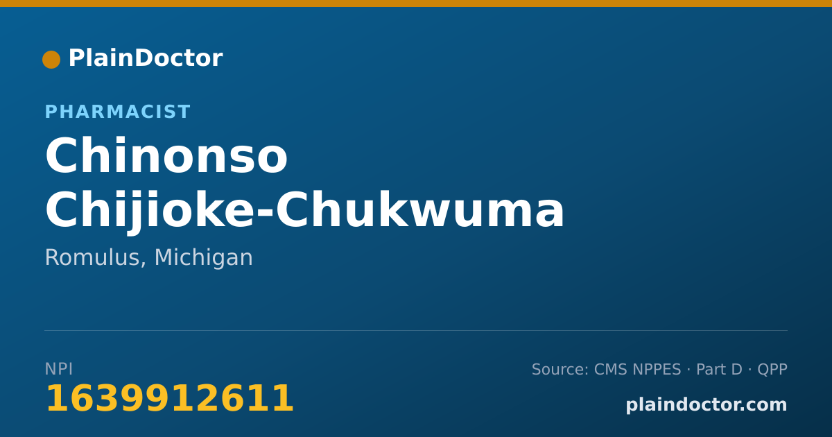 Shareable card for Chinonso Chijioke-Chukwuma - Pharmacist, Romulus, MI