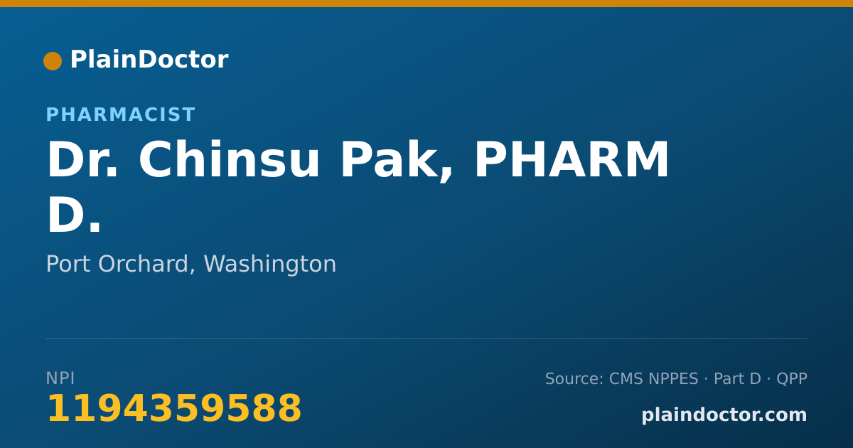 Shareable card for Chinsu Pak, PHARM D. - Pharmacist, Port Orchard, WA