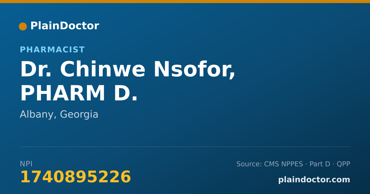 Shareable card for Chinwe Nsofor, PHARM D. - Pharmacist, Albany, GA