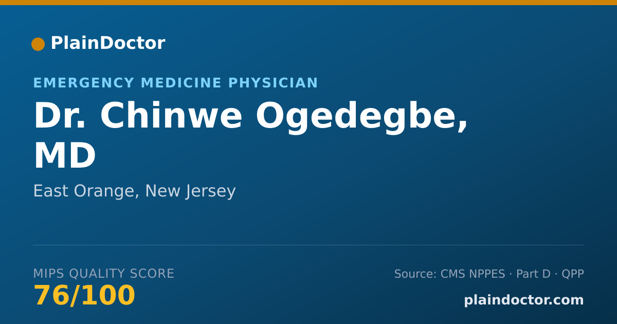 Shareable card for Chinwe Ogedegbe, MD - Emergency Medicine Physician, East Orange, NJ