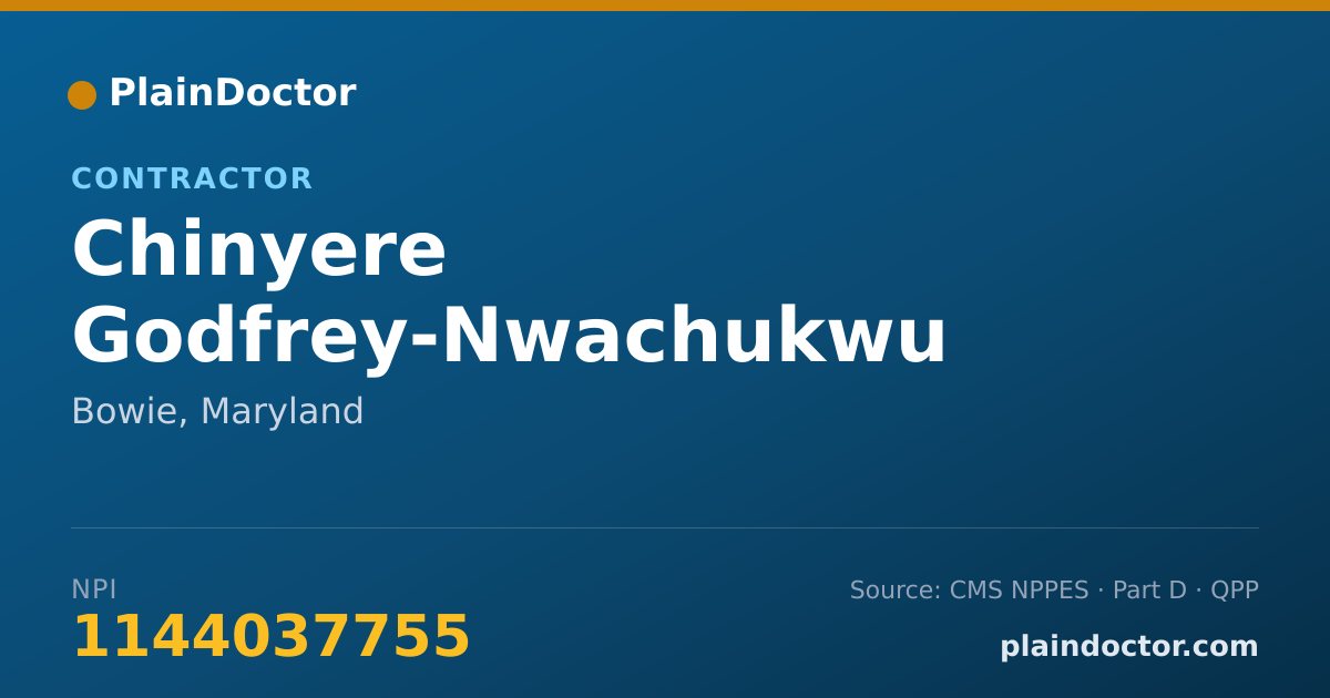 Shareable card for Chinyere Godfrey-Nwachukwu - Contractor, Bowie, MD