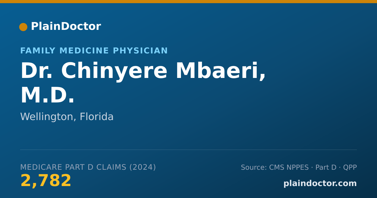 Shareable card for Chinyere Mbaeri, M.D. - Family Medicine Physician, Wellington, FL