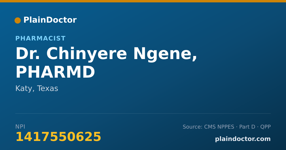 Shareable card for Chinyere Ngene, PHARMD - Pharmacist, Katy, TX
