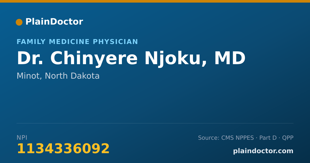 Shareable card for Chinyere Njoku, MD - Family Medicine Physician, Minot, ND