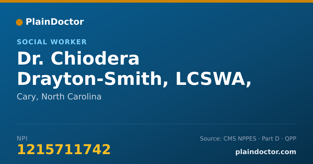 Shareable card for Chiodera Drayton-Smith, LCSWA, JD - Social Worker, Cary, NC