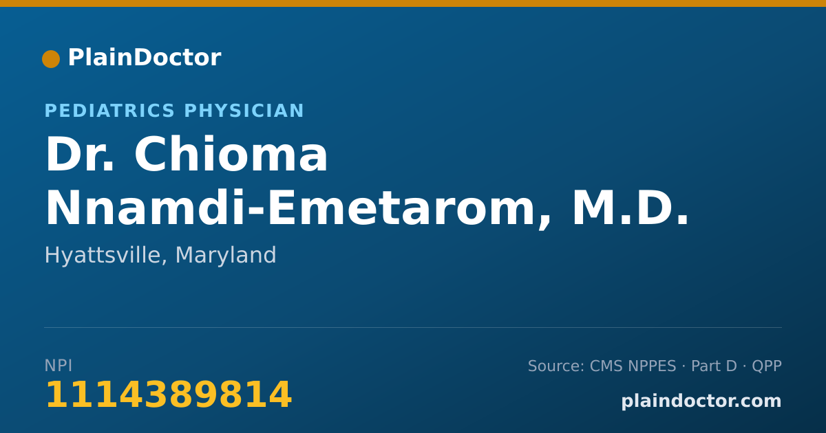 Shareable card for Chioma Nnamdi-Emetarom, M.D. - Pediatrics Physician, Hyattsville, MD
