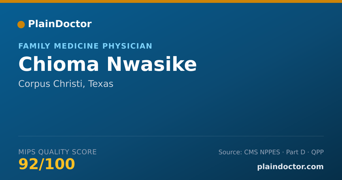 Shareable card for Chioma Nwasike - Family Medicine Physician, Corpus Christi, TX