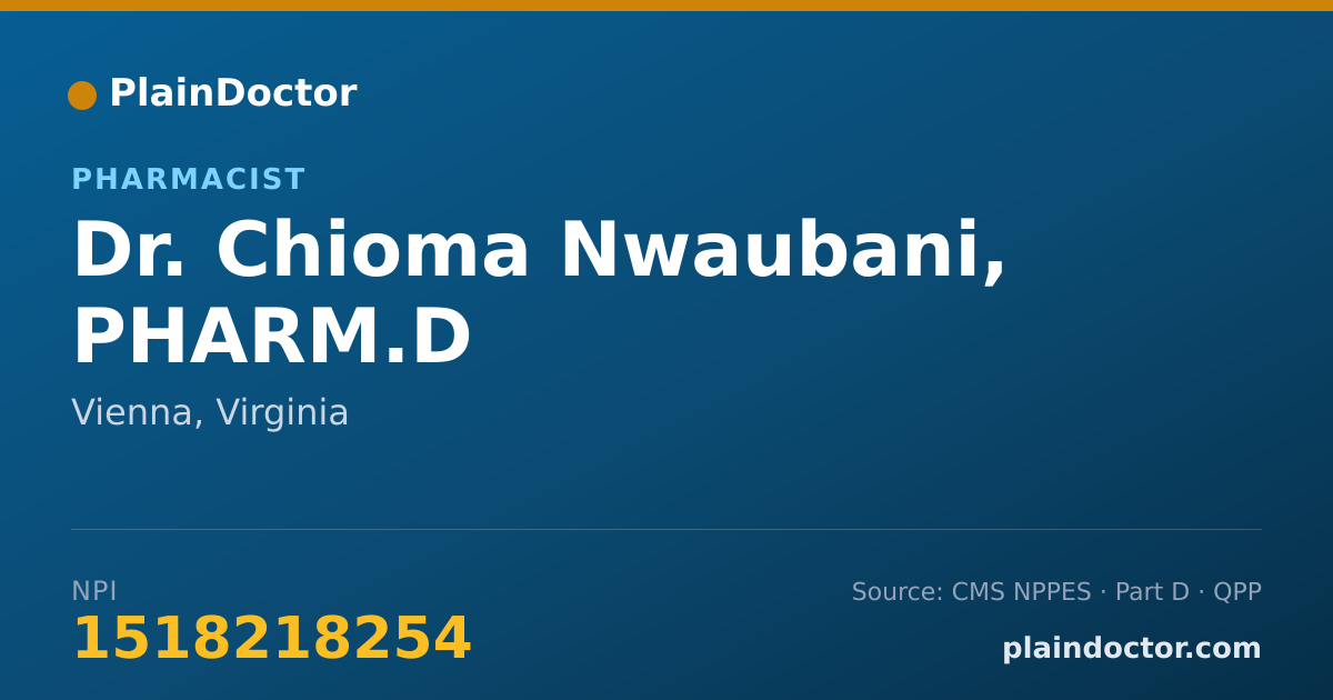 Shareable card for Chioma Nwaubani, PHARM.D - Pharmacist, Vienna, VA