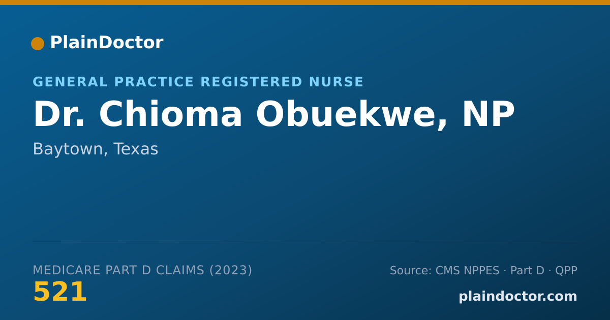 Shareable card for Chioma Obuekwe, NP - General Practice Registered Nurse, Baytown, TX