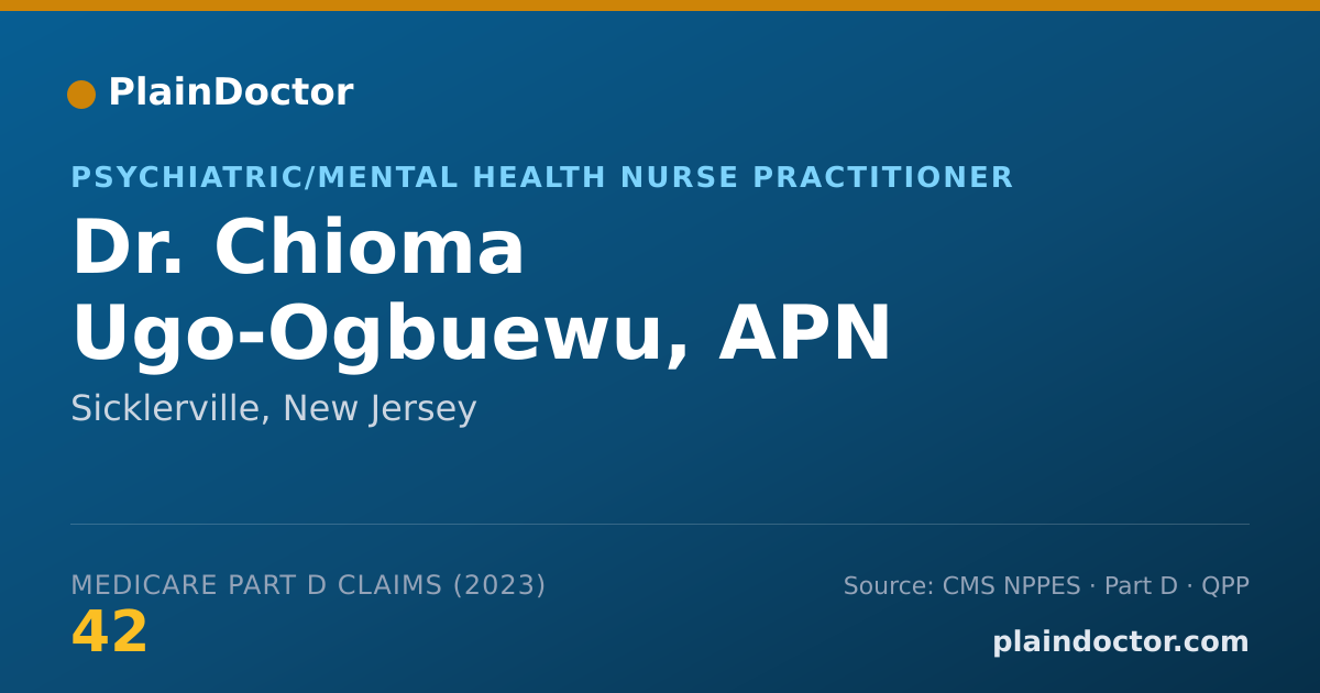 Shareable card for Chioma Ugo-Ogbuewu, APN - Psychiatric/Mental Health Nurse Practitioner, Sicklerville, NJ