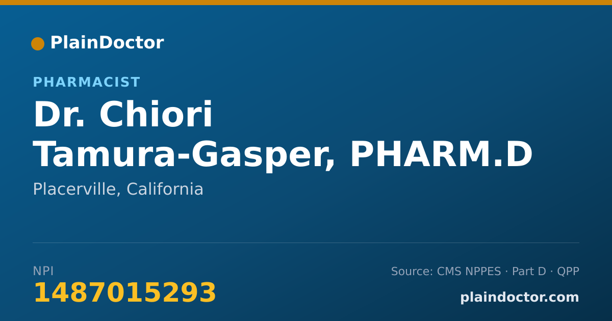 Shareable card for Chiori Tamura-Gasper, PHARM.D - Pharmacist, Placerville, CA
