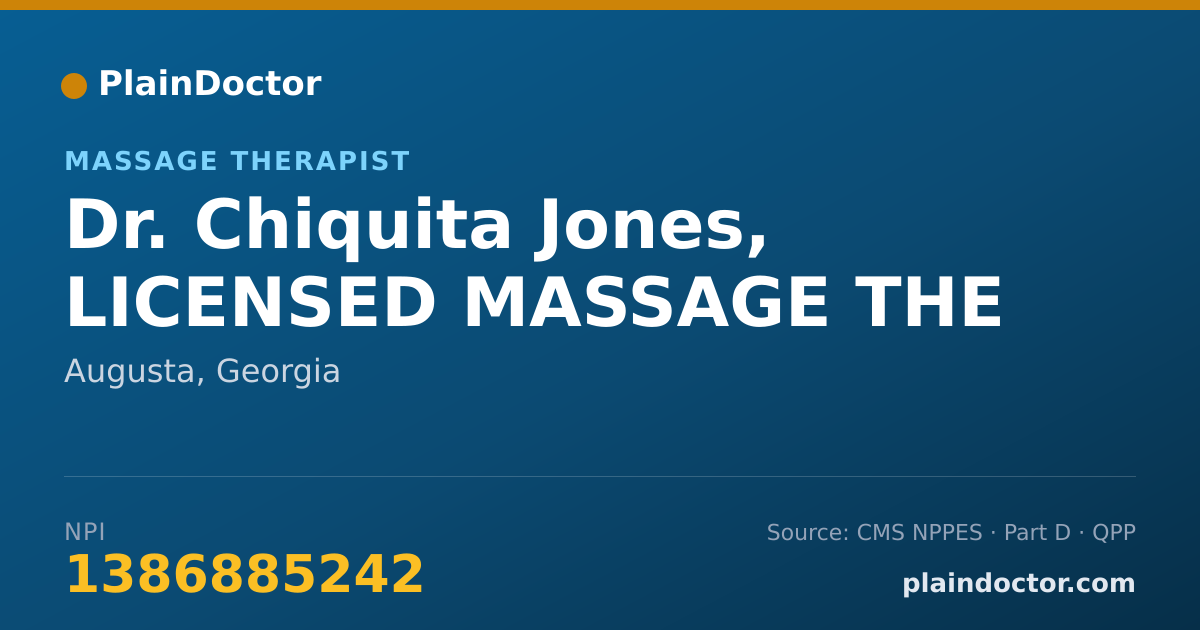 Shareable card for Chiquita Jones, LICENSED MASSAGE THE - Massage Therapist, Augusta, GA