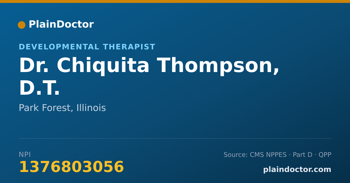 Shareable card for Chiquita Thompson, D.T. - Developmental Therapist, Park Forest, IL